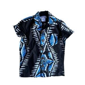 ALFRED SHAHEEN X UNIQUE VINTAGE BOYS BLUE HAWAIIAN TIKI SHIRTS Size 3T NEW